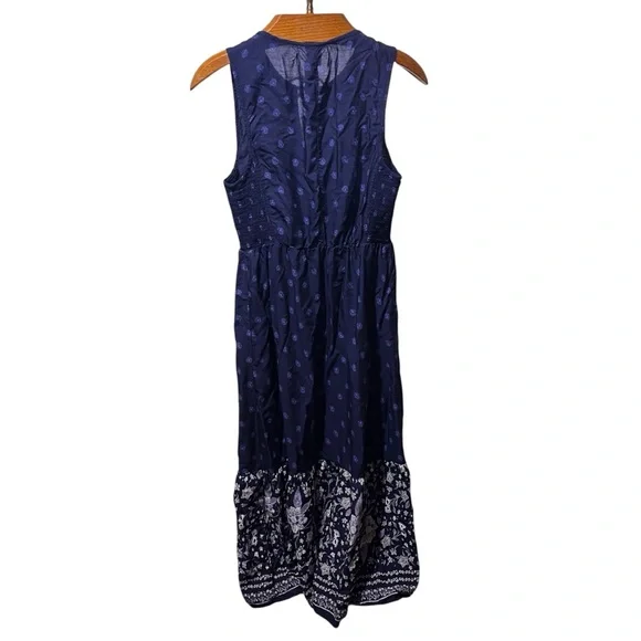 Old Navy Navy Blue Floral Maxi Dress Boho Festival Medium - Picture 7 of 14